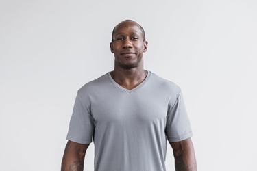 Nobull Lightweight V-Neck Men's T Shirts Dark Grey | Australia (OT2906)